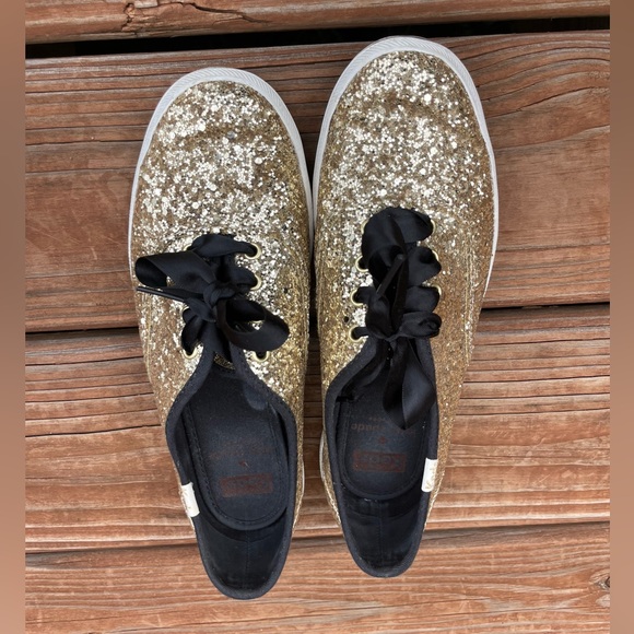 Keds x Kate Spade gold glitter shoes used US6 - Picture 3 of 14